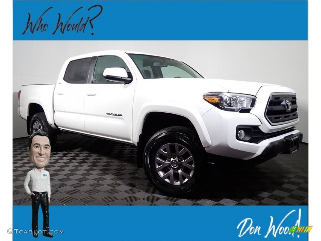 2017 Tacoma SR5 Double Cab 4x4 - Super White / Cement Gray photo #1