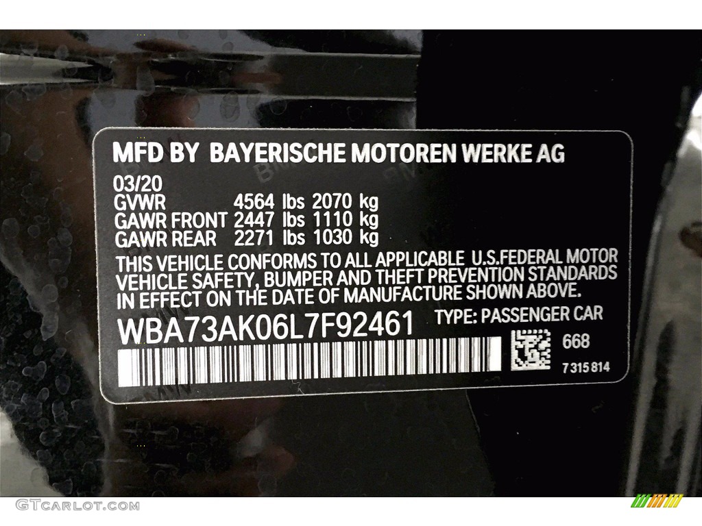 2020 2 Series Color Code 668 for Jet Black Photo #139792576