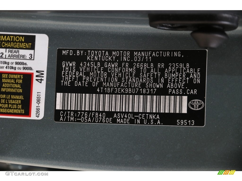 2011 Camry LE - Aloe Green Metallic / Bisque photo #30