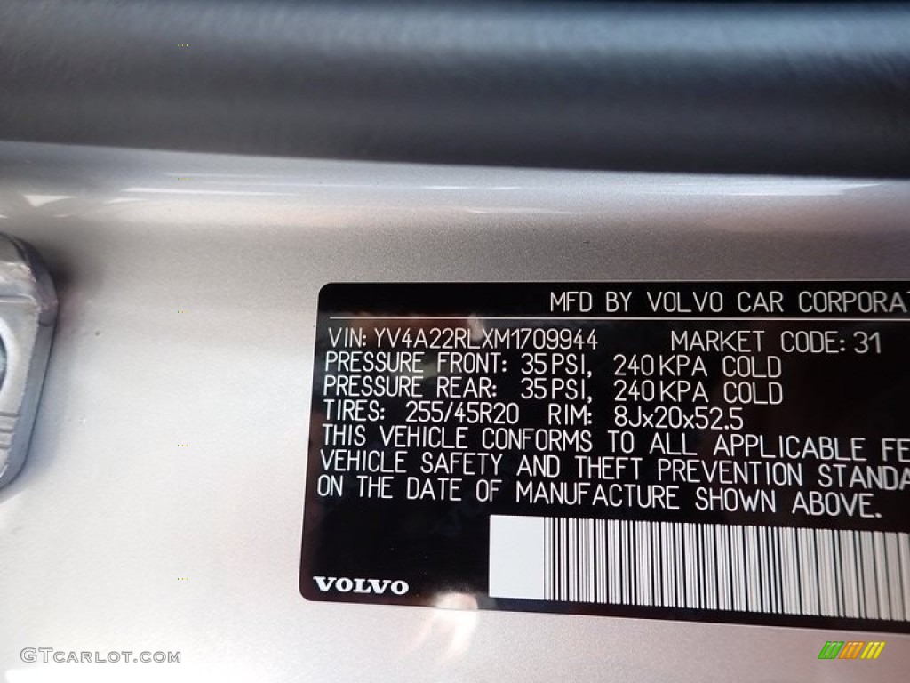 2021 XC60 T6 AWD Inscription - Bright Silver Metallic / Blonde/Charcoal photo #11