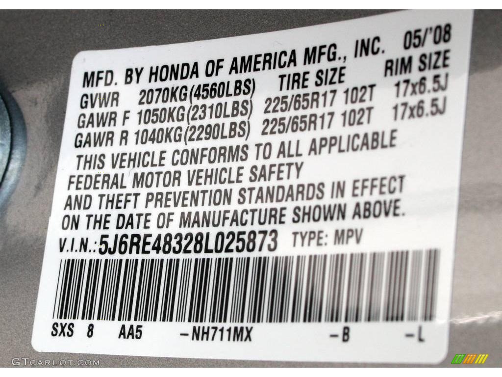 2008 CR-V LX 4WD - Whistler Silver Metallic / Gray photo #25