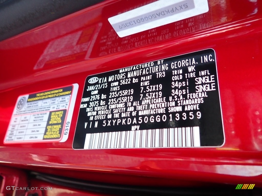2016 Sorento Color Code TR3 for Remington Red Photo #139811298