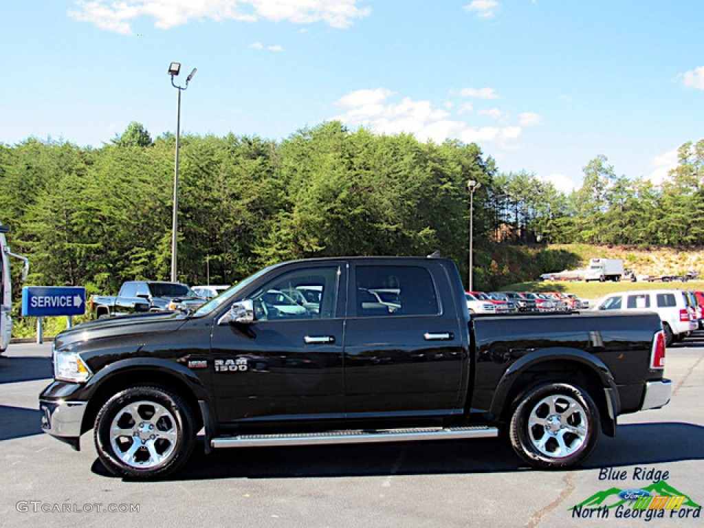 2018 1500 Laramie Crew Cab 4x4 - Brilliant Black Crystal Pearl / Canyon Brown/Light Frost Beige photo #2
