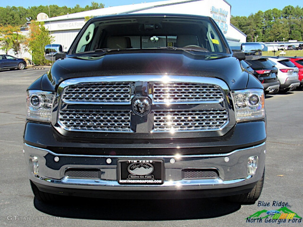 2018 1500 Laramie Crew Cab 4x4 - Brilliant Black Crystal Pearl / Canyon Brown/Light Frost Beige photo #8