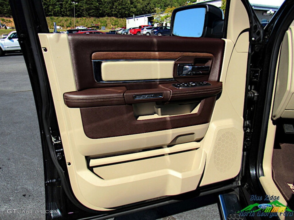 2018 1500 Laramie Crew Cab 4x4 - Brilliant Black Crystal Pearl / Canyon Brown/Light Frost Beige photo #10