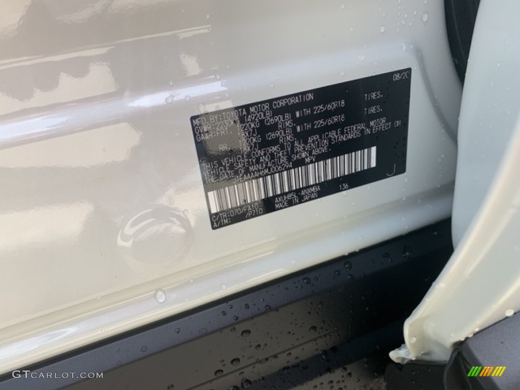 2021 Venza Color Code 070 for Blizzard White Pearl Photo #139816188