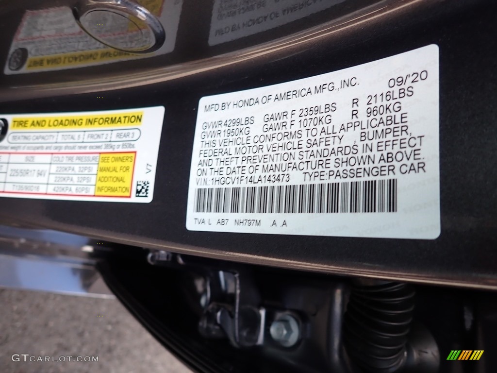 2020 Accord Color Code NH797M for Modern Steel Metallic Photo #139816347