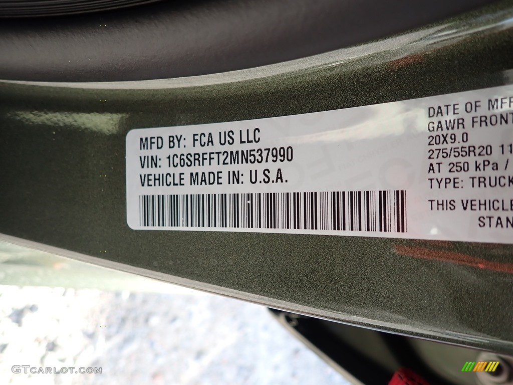 2021 1500 Big Horn Crew Cab 4x4 - Olive Green Pearl / Black photo #14