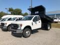 Front 3/4 View of 2020 F350 Super Duty XL Regular Cab 4x4 Chassis Dump Truck