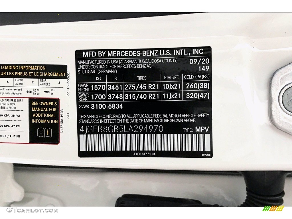 2020 Mercedes-Benz GLE 580 4Matic Color Code Photos