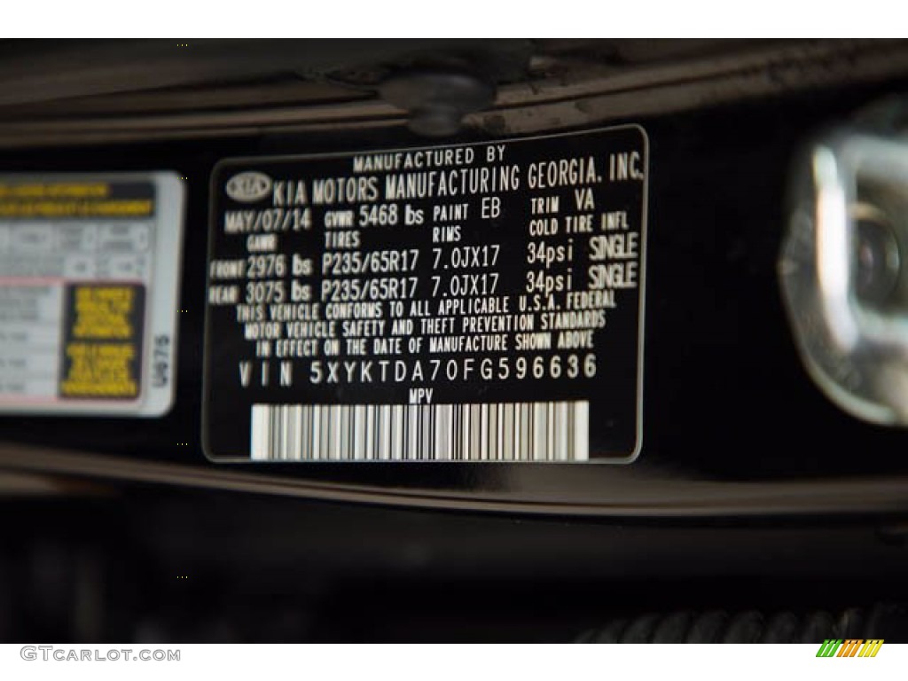 2015 Kia Sorento LX AWD Color Code Photos