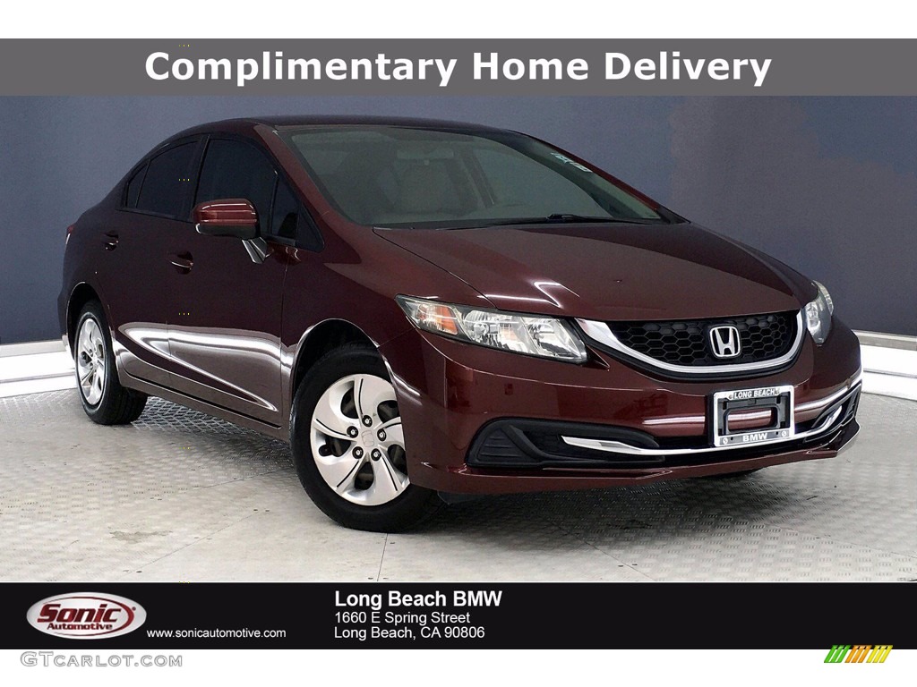 2014 Civic LX Sedan - Crimson Pearl / Gray photo #1