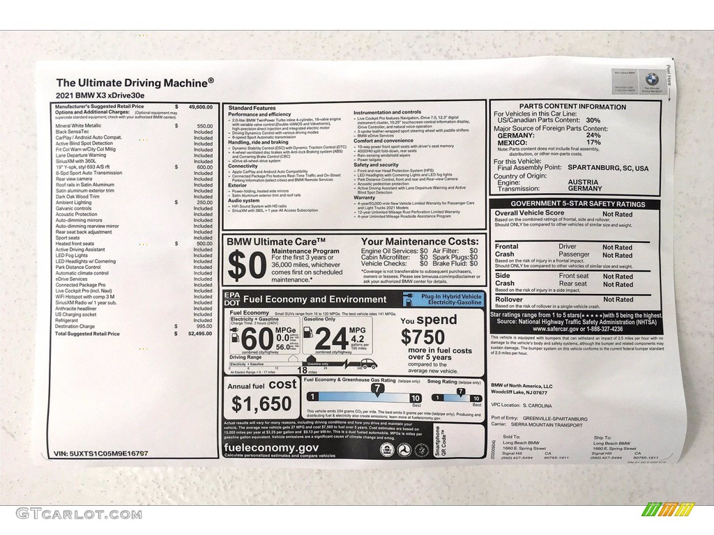2021 X3 xDrive30e - Mineral White Metallic / Black photo #17