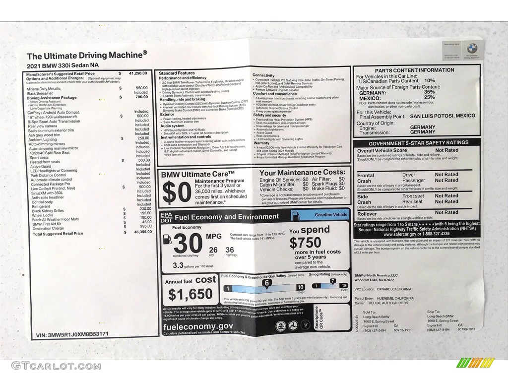 2021 3 Series 330i Sedan - Mineral Gray Metallic / Black photo #17