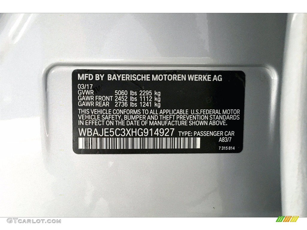 2017 5 Series 540i Sedan - Glacier Silver Metallic / Ivory White photo #36