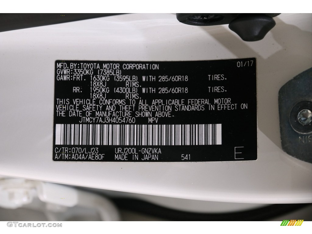 2017 Toyota Land Cruiser 4WD Color Code Photos