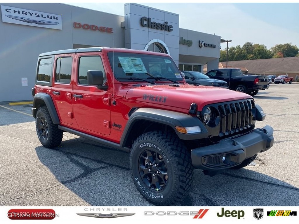 2021 Wrangler Unlimited Willys 4x4 - Firecracker Red / Black photo #1