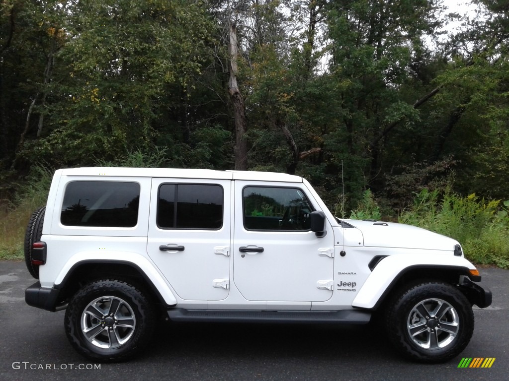 Bright White 2021 Jeep Wrangler Unlimited Sahara 4x4 Exterior Photo #139844076