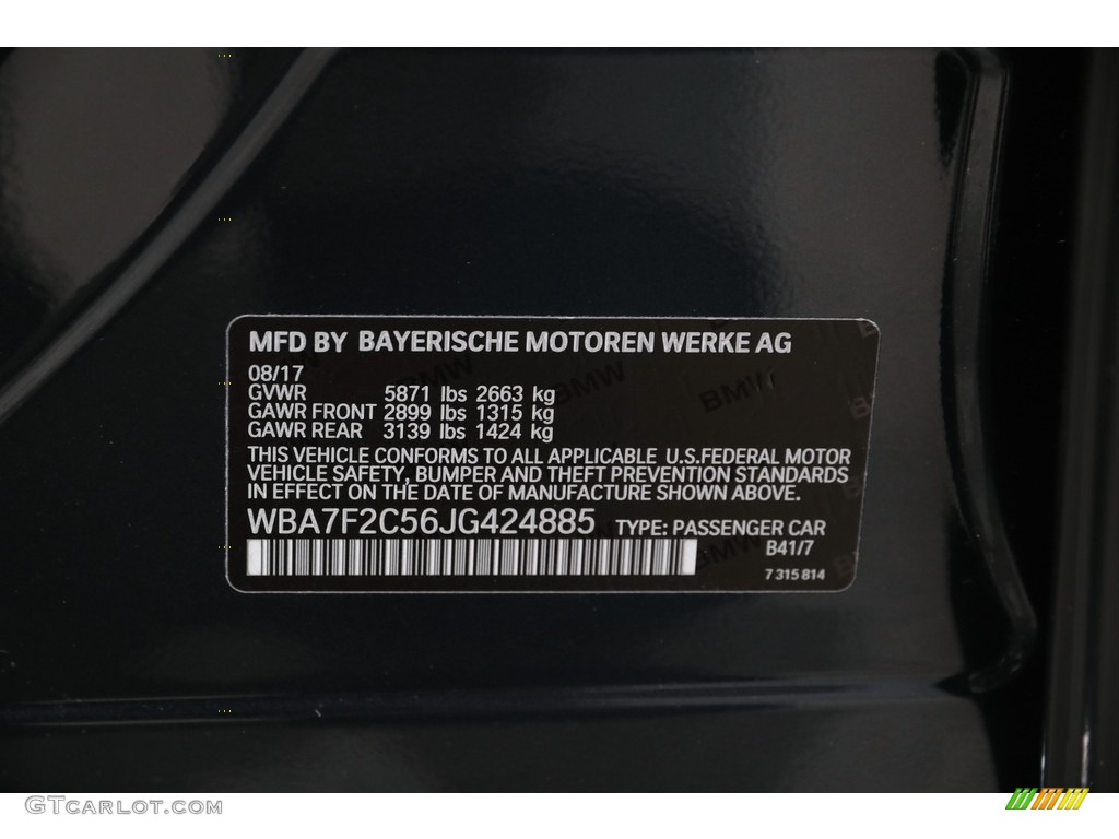 2018 7 Series Color Code B41 for Singapore Gray Metallic Photo #139846740