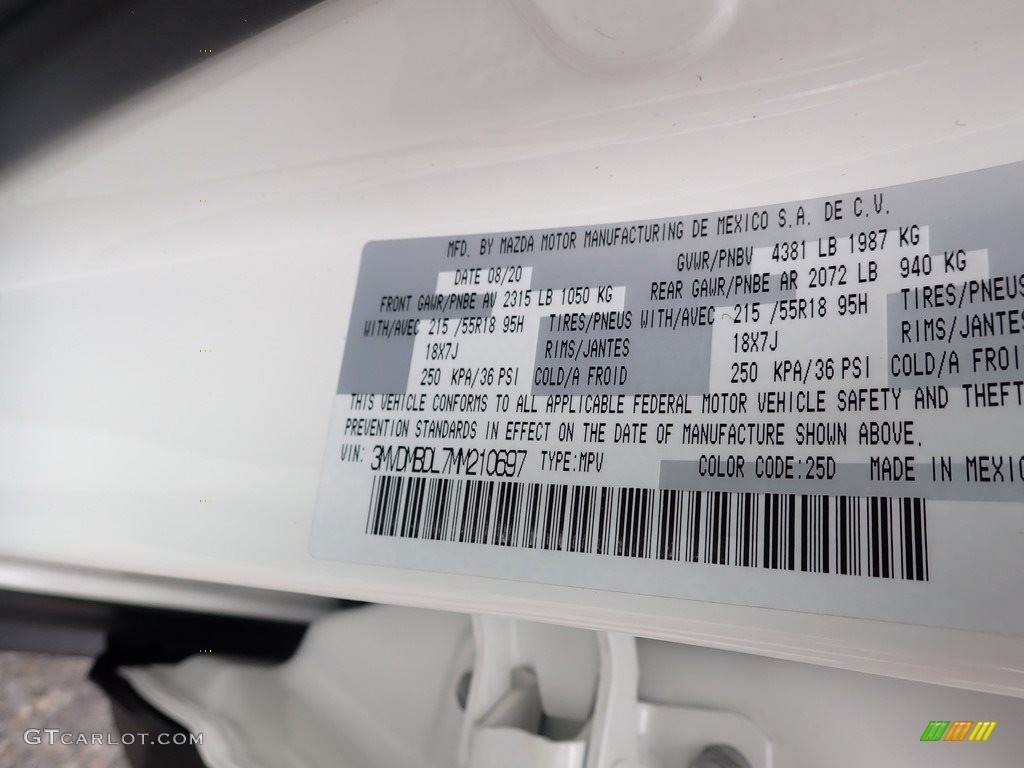 2021 CX-30 Color Code 25D for Snowflake White Pearl Mica Photo #139846764