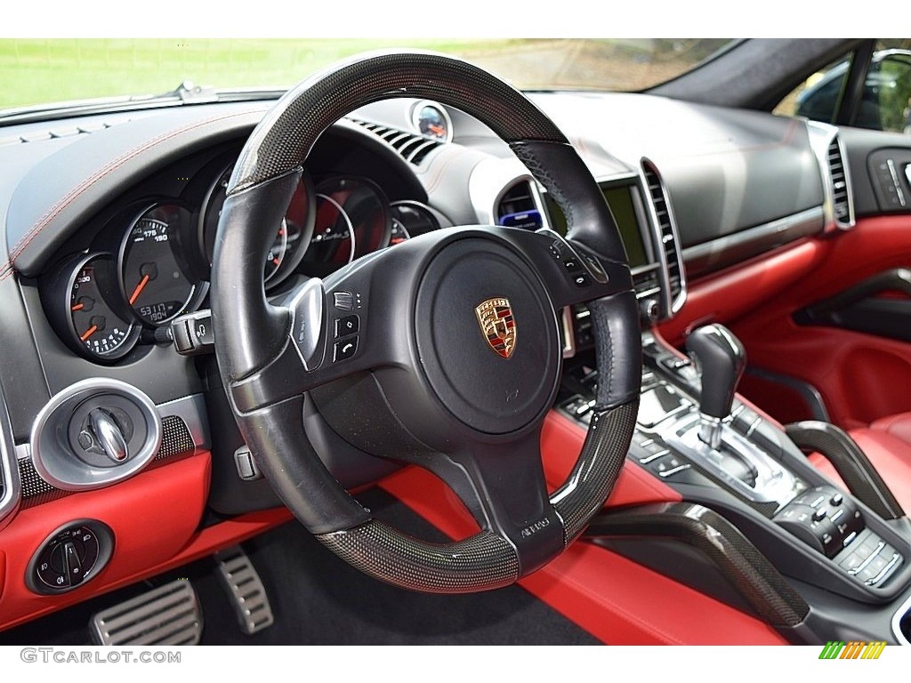 2014 Porsche Cayenne Turbo S Black/Carrera Red Dashboard Photo #139849262