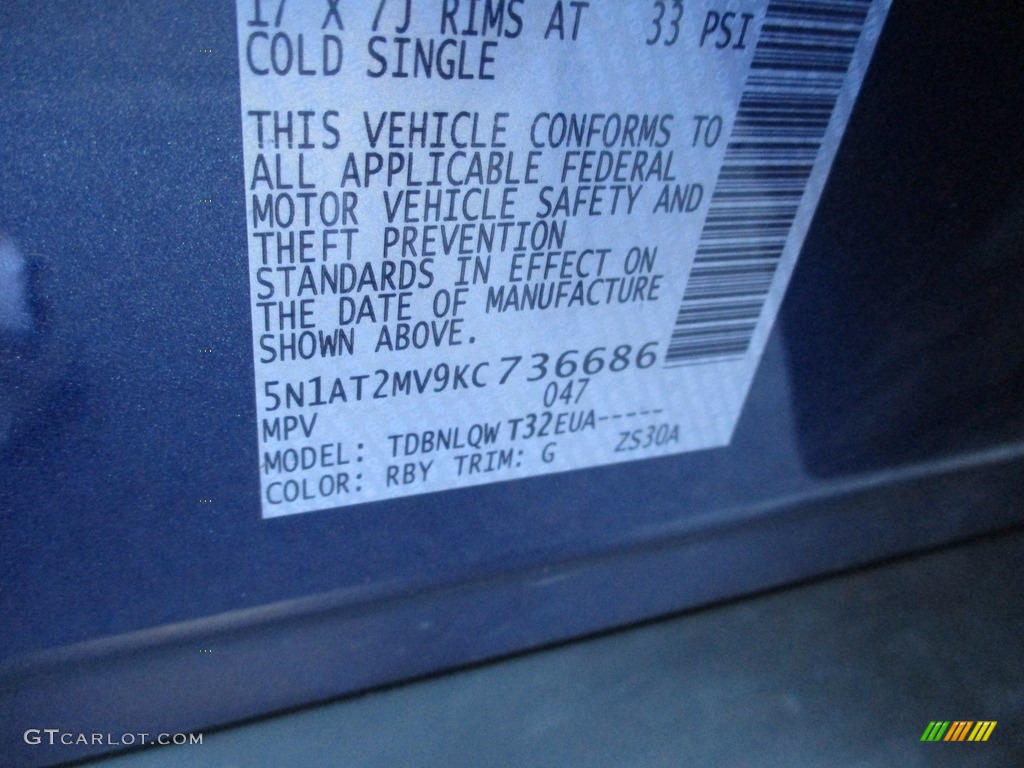 2019 Rogue S AWD - Caspian Blue / Charcoal photo #19