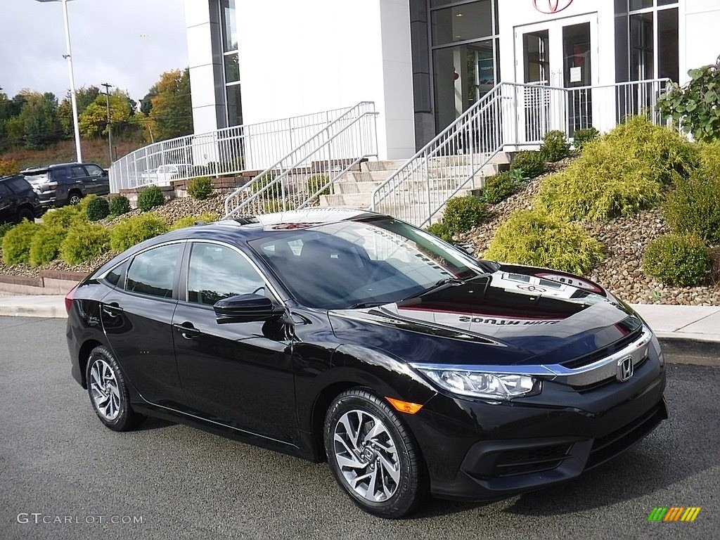 Crystal Black Pearl 2018 Honda Civic EX Sedan Exterior Photo #139860151