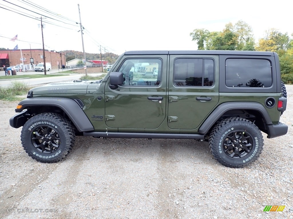 Sarge Green 2021 Jeep Wrangler Unlimited Willys 4x4 Exterior Photo #139863860