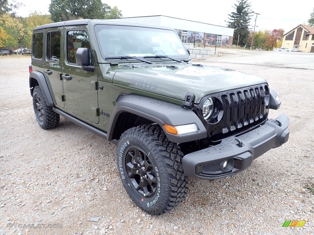 Sarge Green 2021 Jeep Wrangler Unlimited Willys 4x4 Exterior Photo #139863920