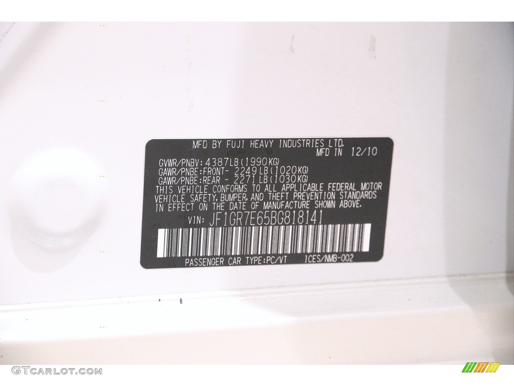 2011 Impreza WRX Wagon - Satin White Pearl / Carbon Black photo #20