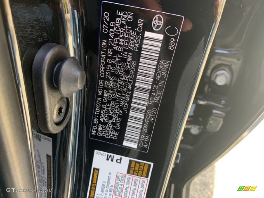 2021 Corolla Color Code 209 for Black Sand Pearl Photo #139866412