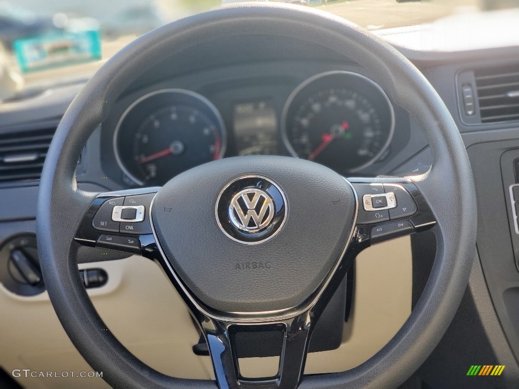 2015 Volkswagen Jetta S Sedan Ceramique/Titan Black Steering Wheel Photo #139868239