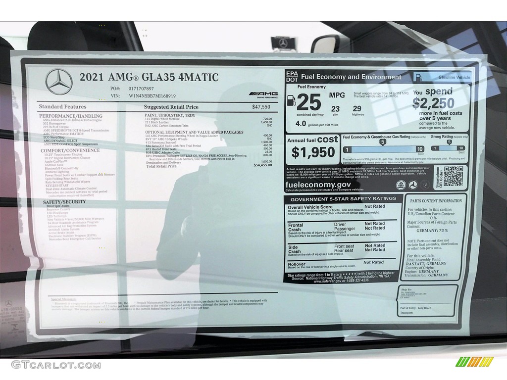 2021 Mercedes-Benz GLA AMG 35 4Matic Window Sticker Photo #139877392