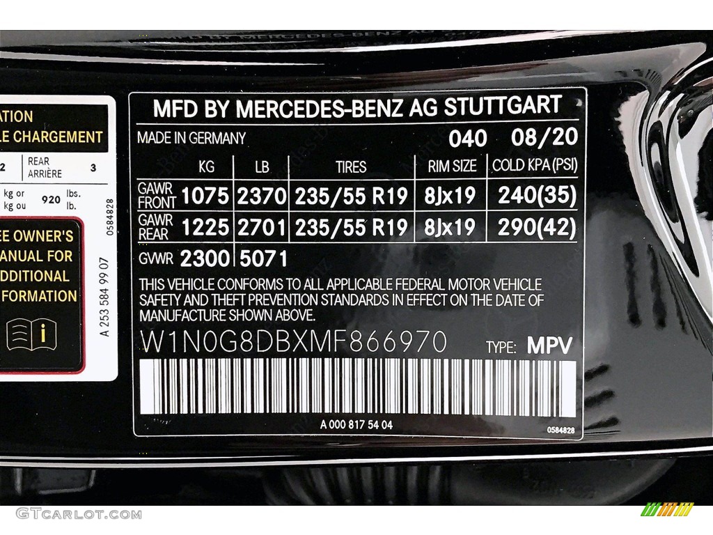 2021 GLC Color Code 040 for Black Photo #139877704