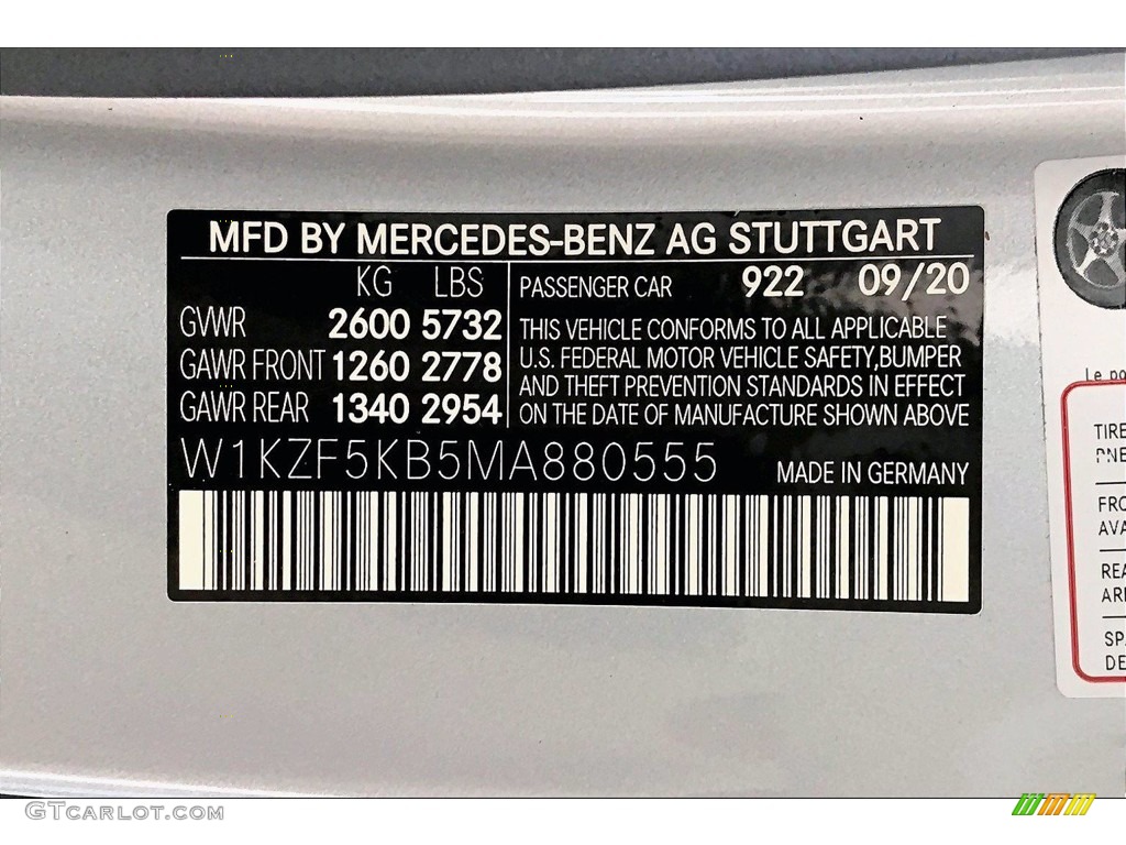 2021 E Color Code 922 for Cirrus Silver Metallic Photo #139877833