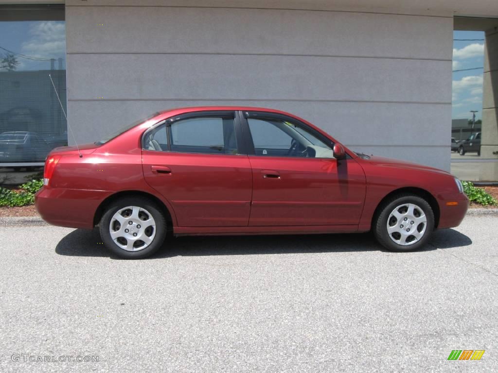 2002 Elantra GLS Sedan - Chianti Red / Beige photo #2