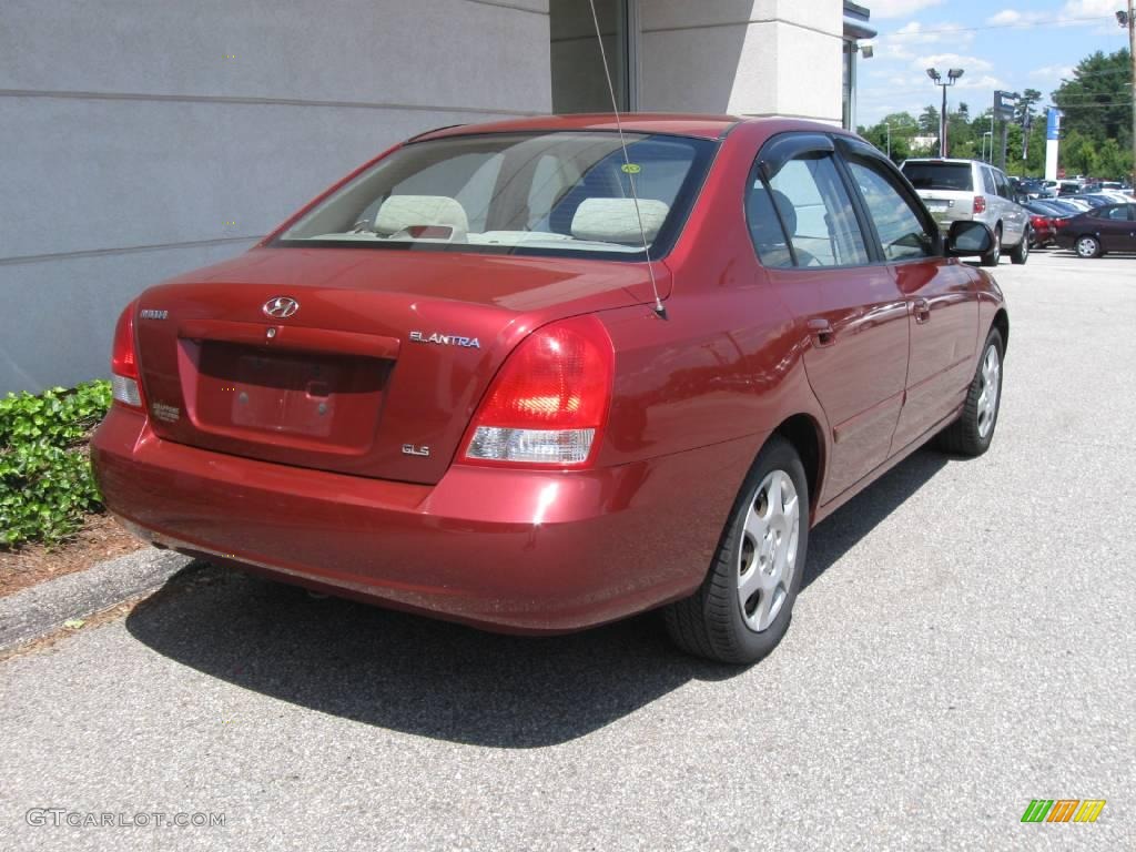 2002 Elantra GLS Sedan - Chianti Red / Beige photo #3