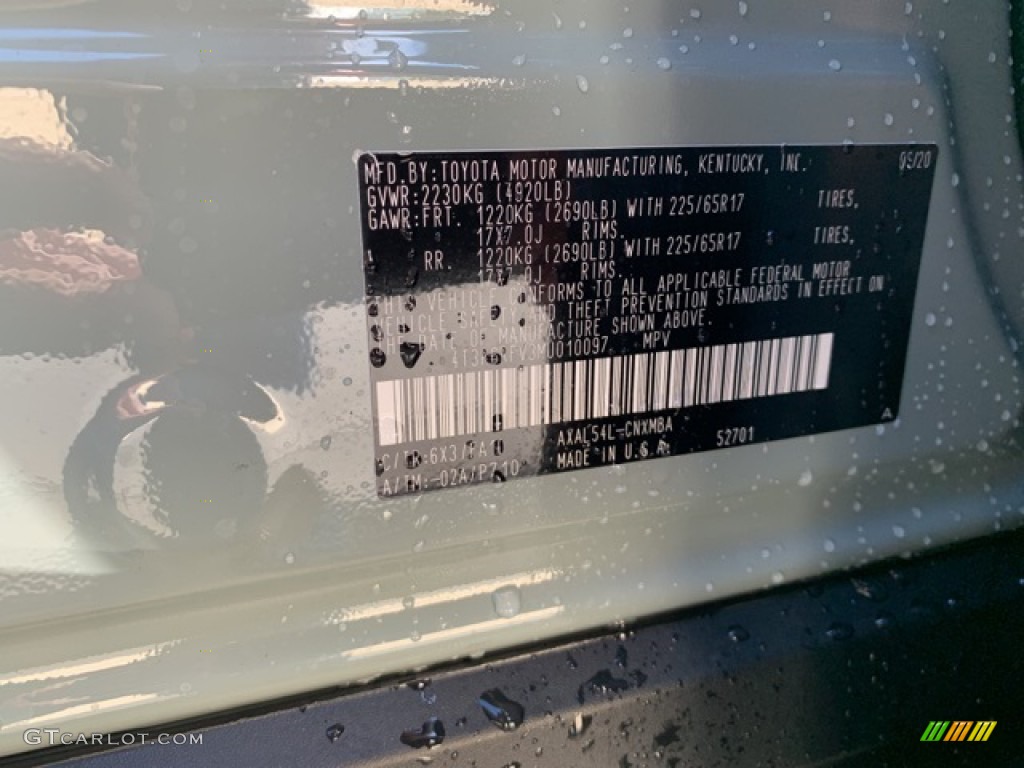 2021 RAV4 Color Code 6X3 for Lunar Rock Photo #139892451