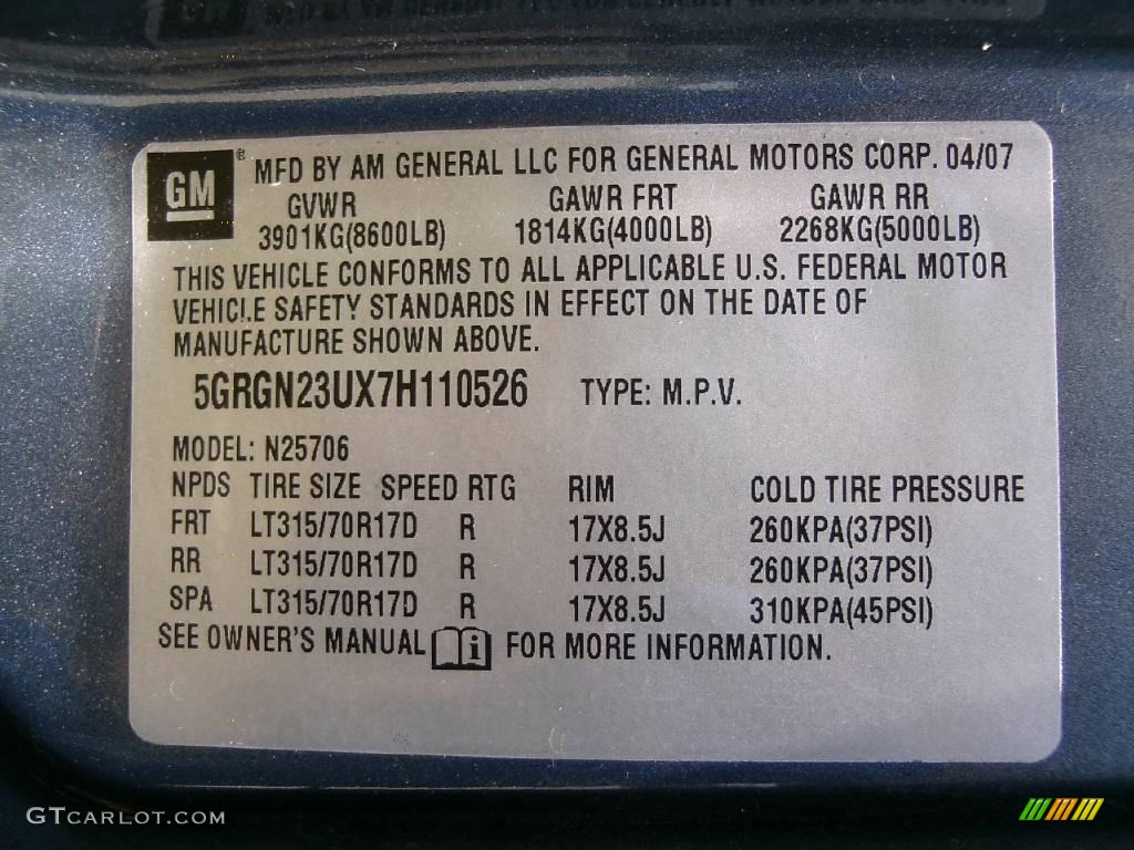 2007 H2 SUV - Slate Blue Metallic / Ebony Black photo #13