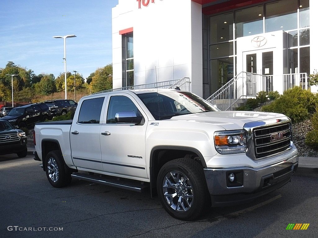 2014 Sierra 1500 SLT Crew Cab 4x4 - White Diamond Tricoat / Cocoa/Dune photo #1