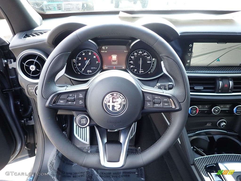 2020 Alfa Romeo Stelvio TI Sport AWD Black Steering Wheel Photo #139895319