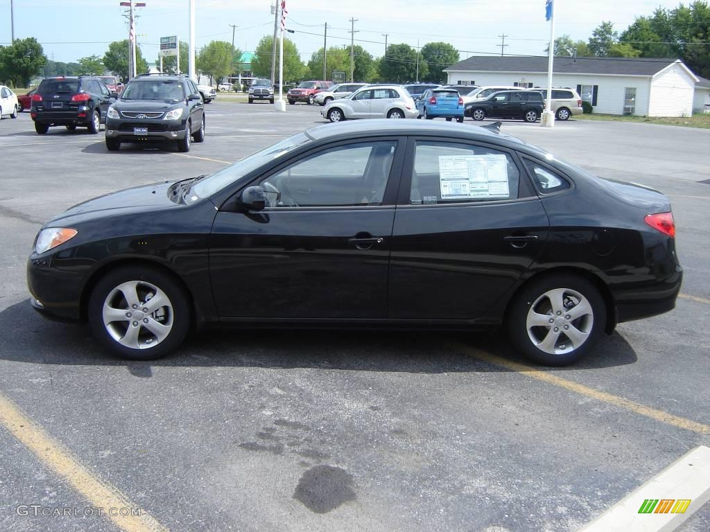 2009 Elantra SE Sedan - Black Pearl / Gray photo #4