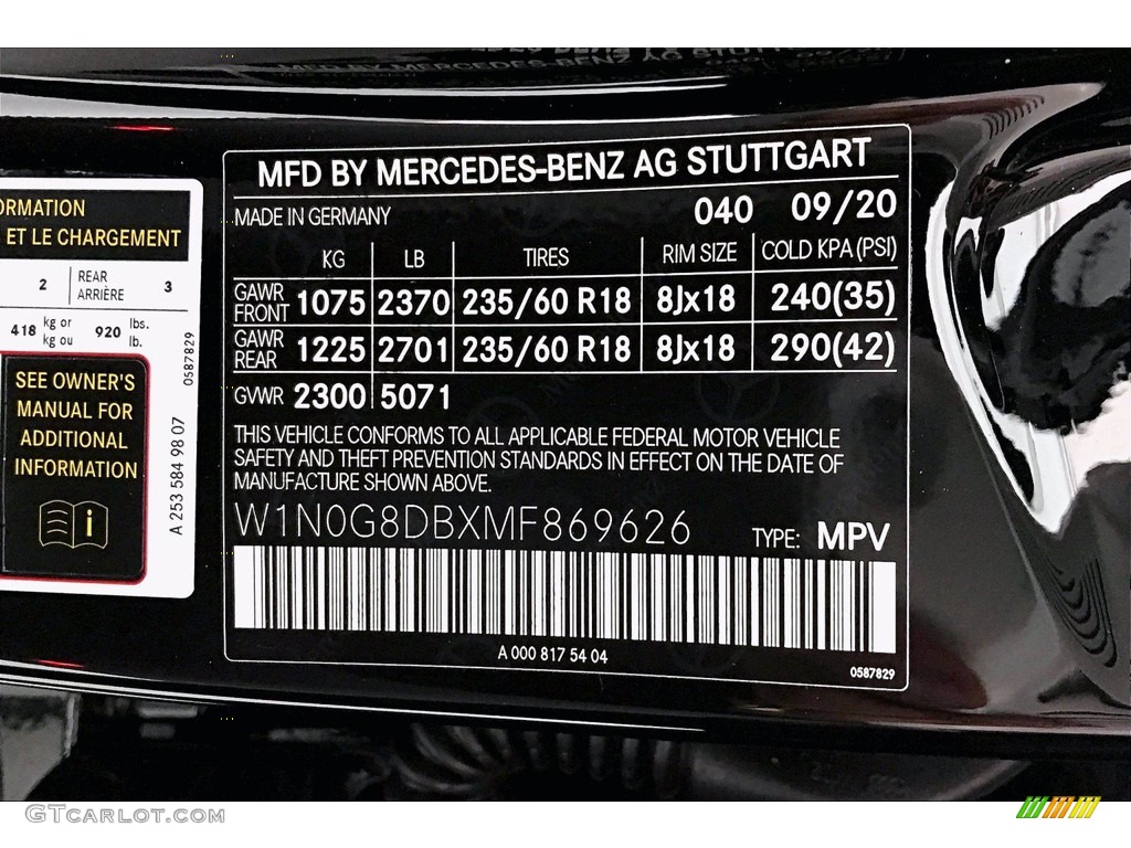 2021 GLC Color Code 040 for Black Photo #139901474