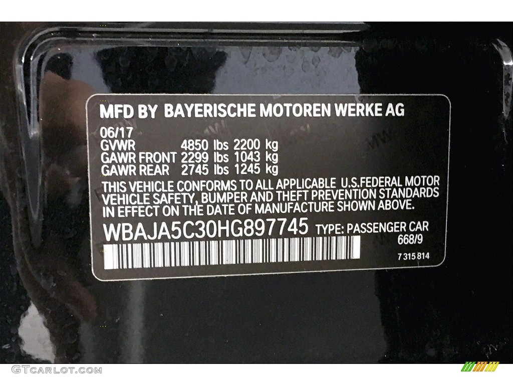 2017 5 Series 530i Sedan - Jet Black / Black photo #36