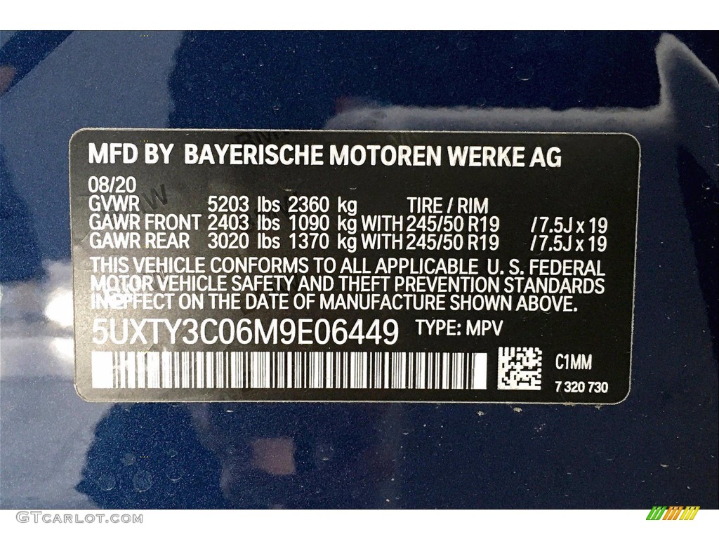 2021 X3 Color Code C1M for Phytonic Blue Metallic Photo #139913705