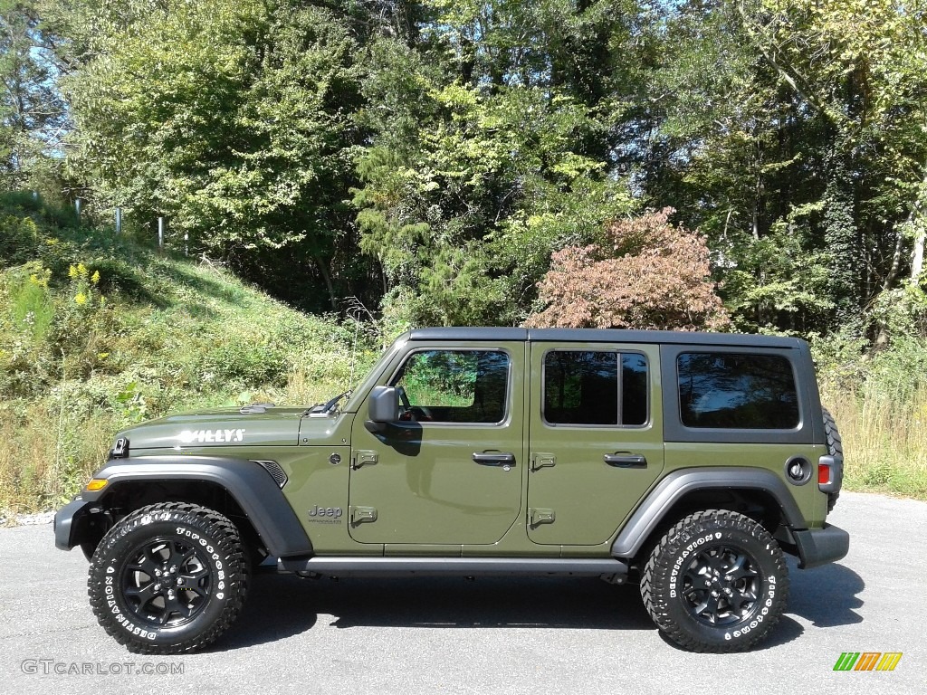 2021 Wrangler Unlimited Willys 4x4 - Sarge Green / Black photo #1