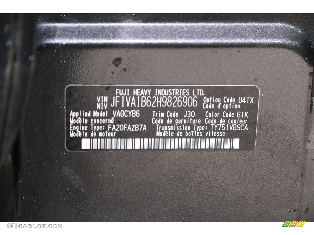 2017 WRX  - Dark Gray Metallic / Carbon Black photo #28