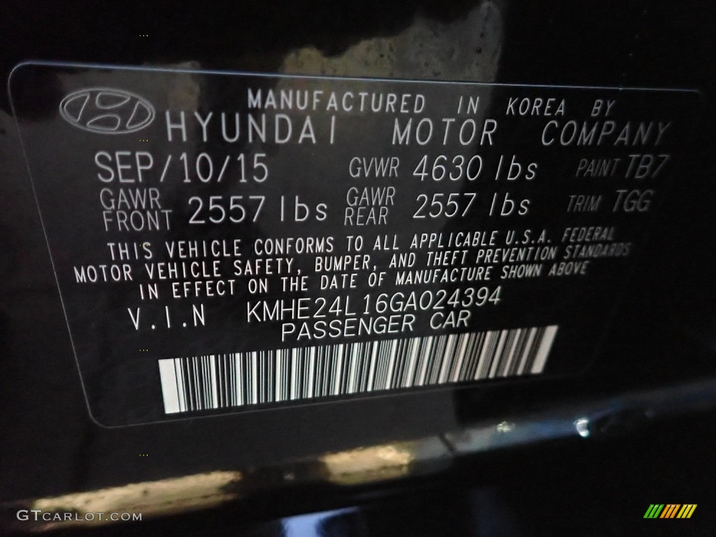 2016 Sonata Hybrid SE - Eclipse Black / Gray photo #23