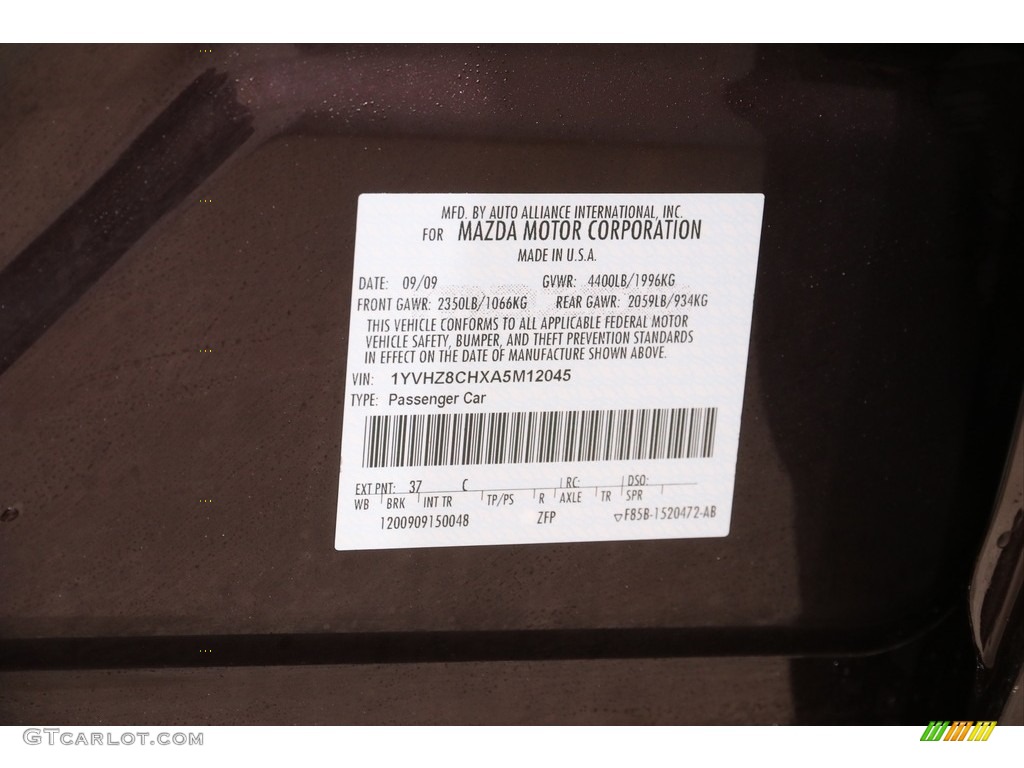 2010 MAZDA6 i Touring Sedan - Black Cherry Metallic / Beige photo #18