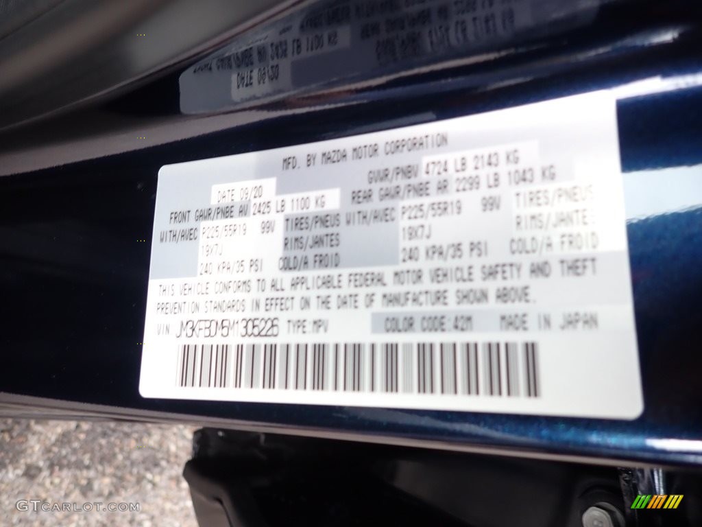 2021 CX-5 Color Code 42M for Deep Crystal Blue Mica Photo #139937598